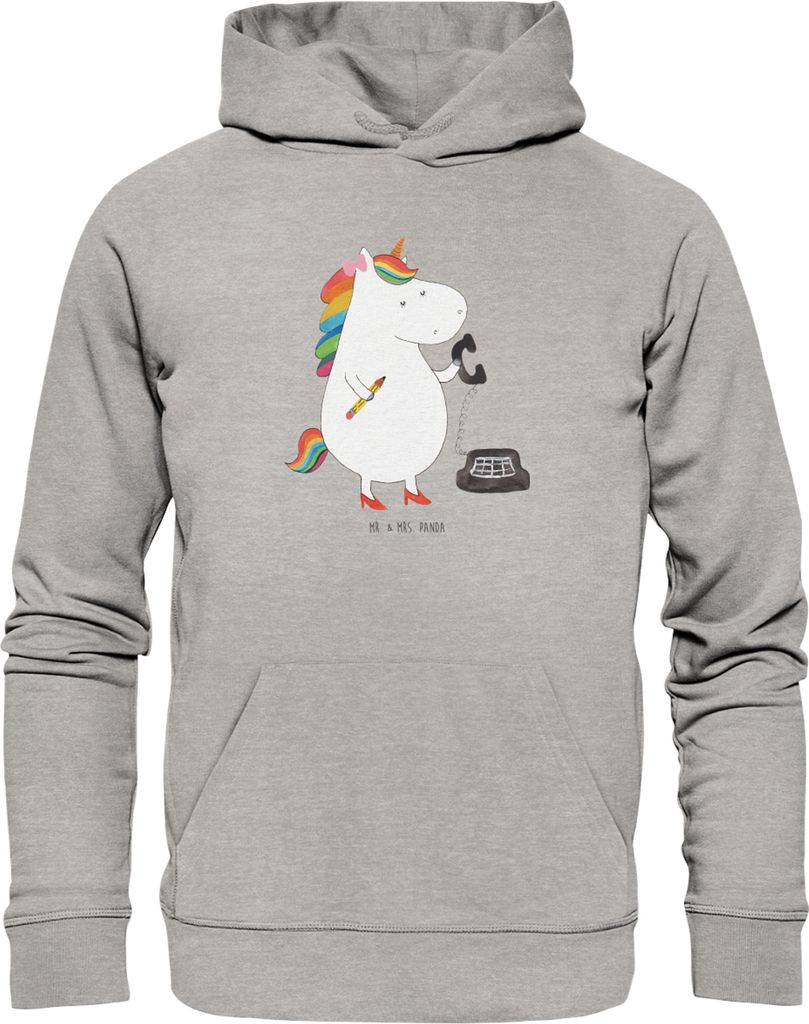 Mr. & Mrs. Panda Sweathoodie Einhorn Sekretärin Größe S - Heather Grey - Geschenk, Unicorn, Büro, Einhörner, Kapuzensweatshirt, Pullover, Kapu...