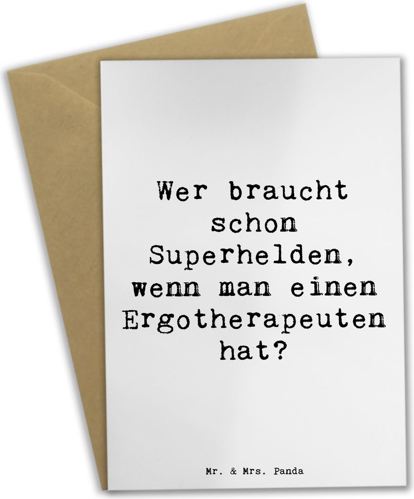 Mr. & Mrs. Panda valentinstagskarte Spruch Ergotherapeut Held - Weiß - Geschenk, Kreativität, personalisierte Geschenke, Alltagsheld, hochzeitska...