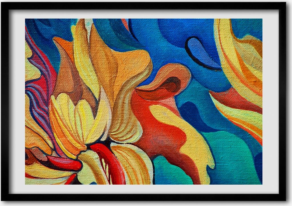 Bild - Bilder - Bilderrahmen - 70 cm x 50 cm - MDF-Rahmen, Wandkunst zusammenfassung Blume