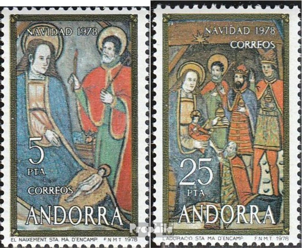 Briefmarken Andorra - Spanische Post 1978 Mi 118-119 (kompl.Ausg.) postfrisch Weihnachten