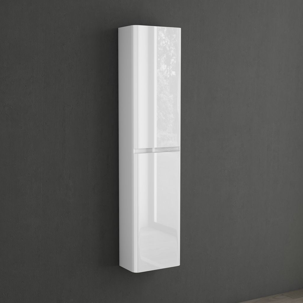 Mai & Mai Seitenschrank Badezimmerschrank mit 2 Türen und 4 Fächern BTH: 35x20x150 cm Hochschrank Badregal Allzweckschrank in Glänzend Weiß Lucca