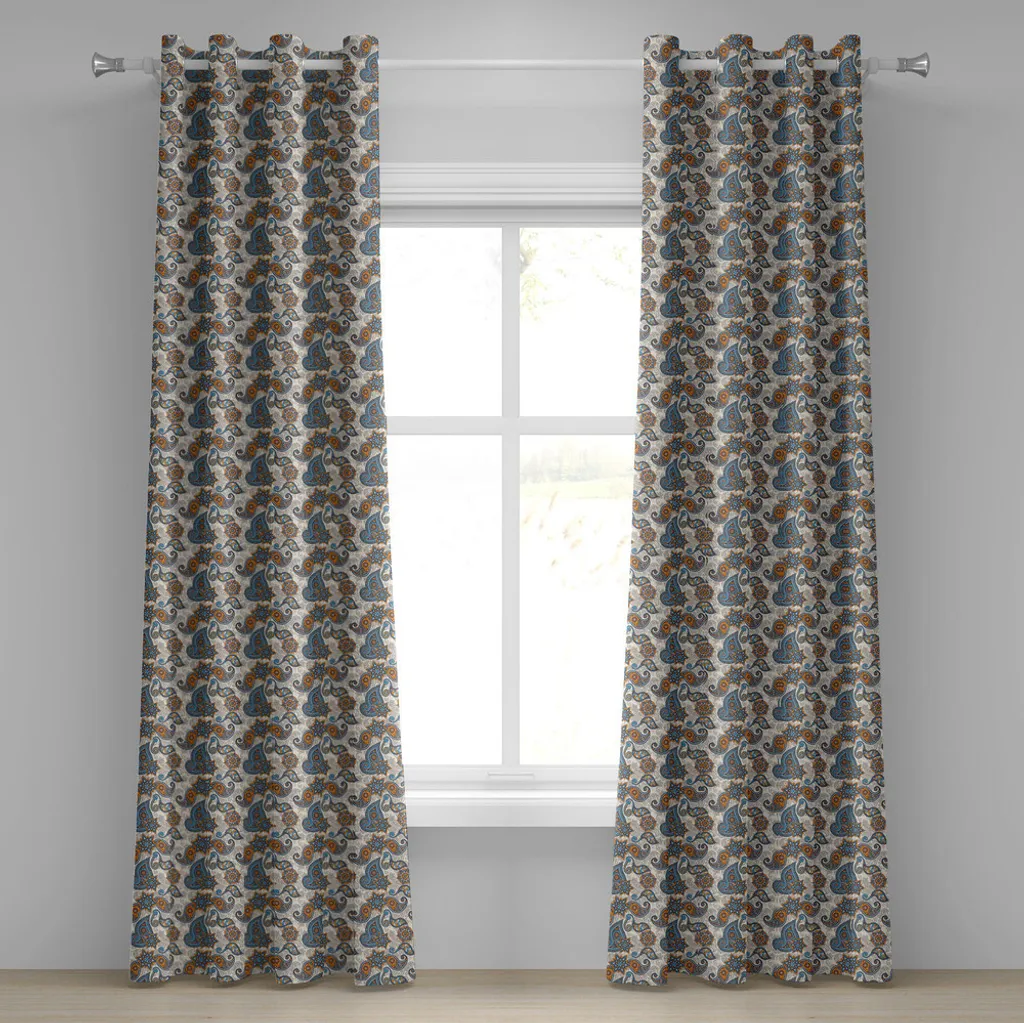 Rideau de salon ethnique 2 panneaux 280x245cm pour ambiance bohème chic
