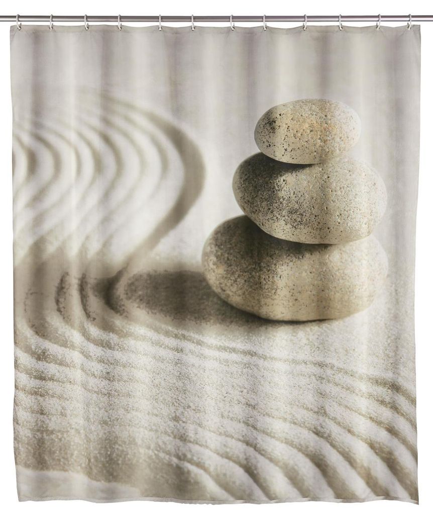 WENKO Dusch Vorhang Badewannen Ringe Wannen SAND STONE Produktbild 