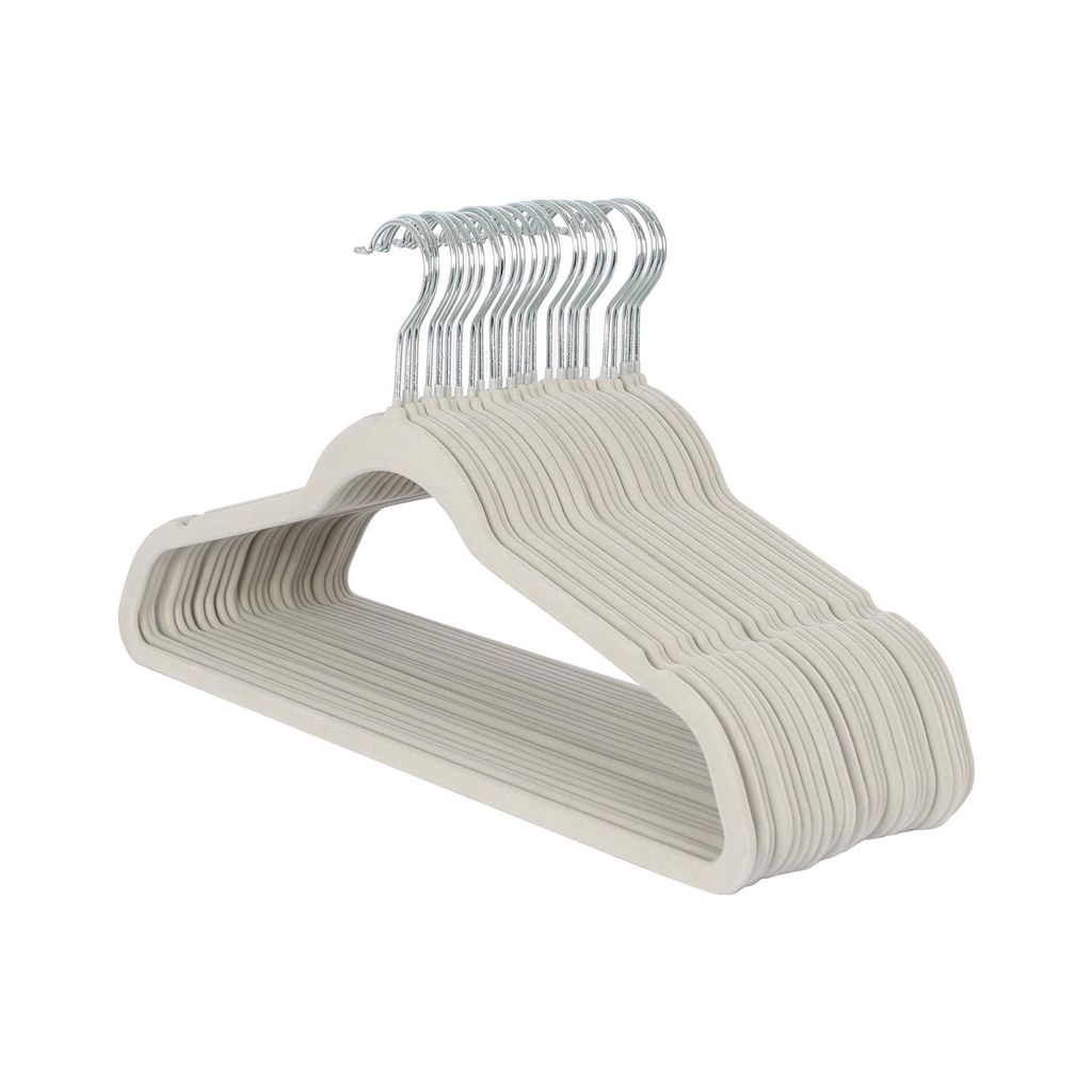 45 cm rutschfeste Samt-Kleiderbügel mit Schulterkerben – Grau – 25 Stück – von Harbor Housewares