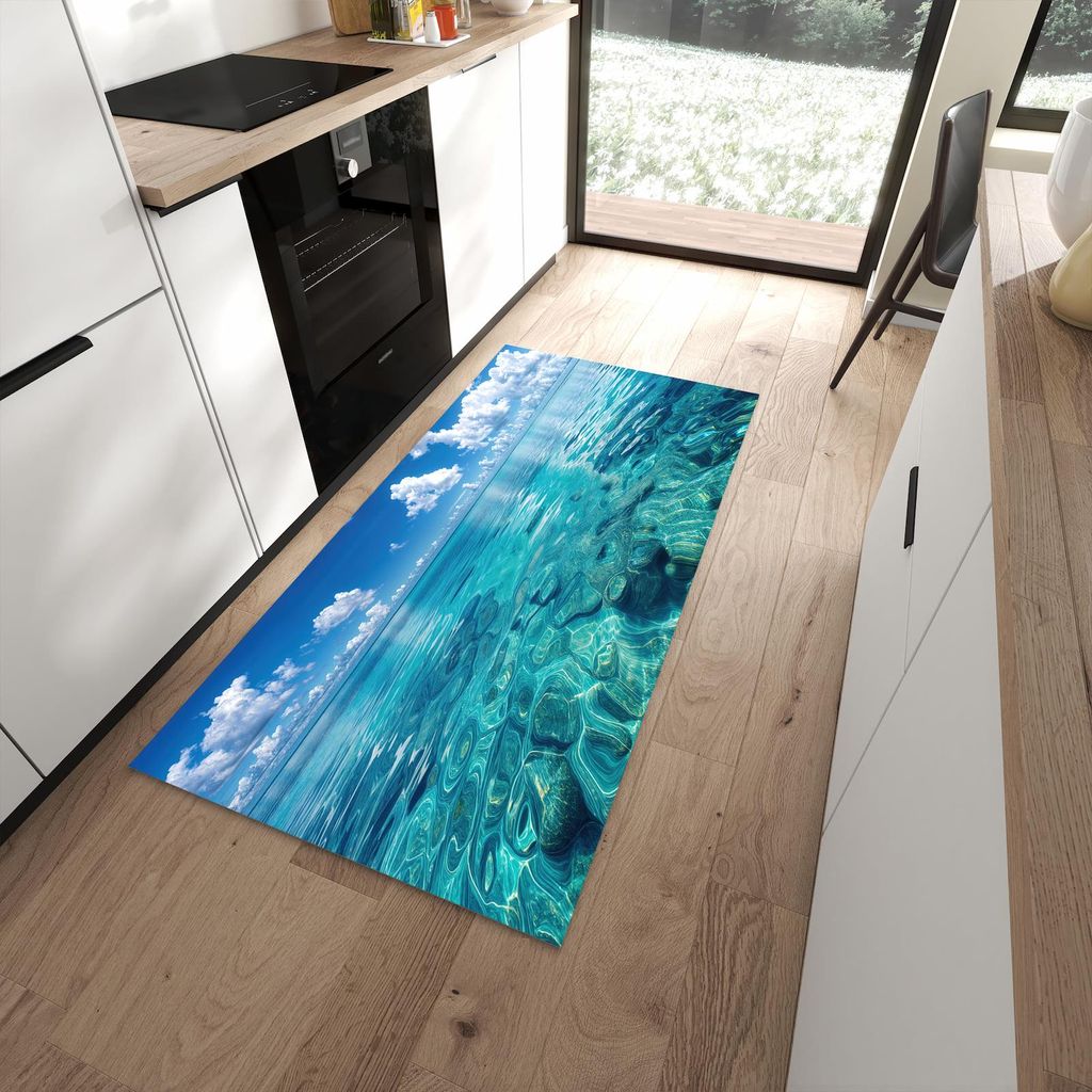 Küchenteppich 90x180cm rutschfest & abwischbar PVC Läufer - Meereshorizont