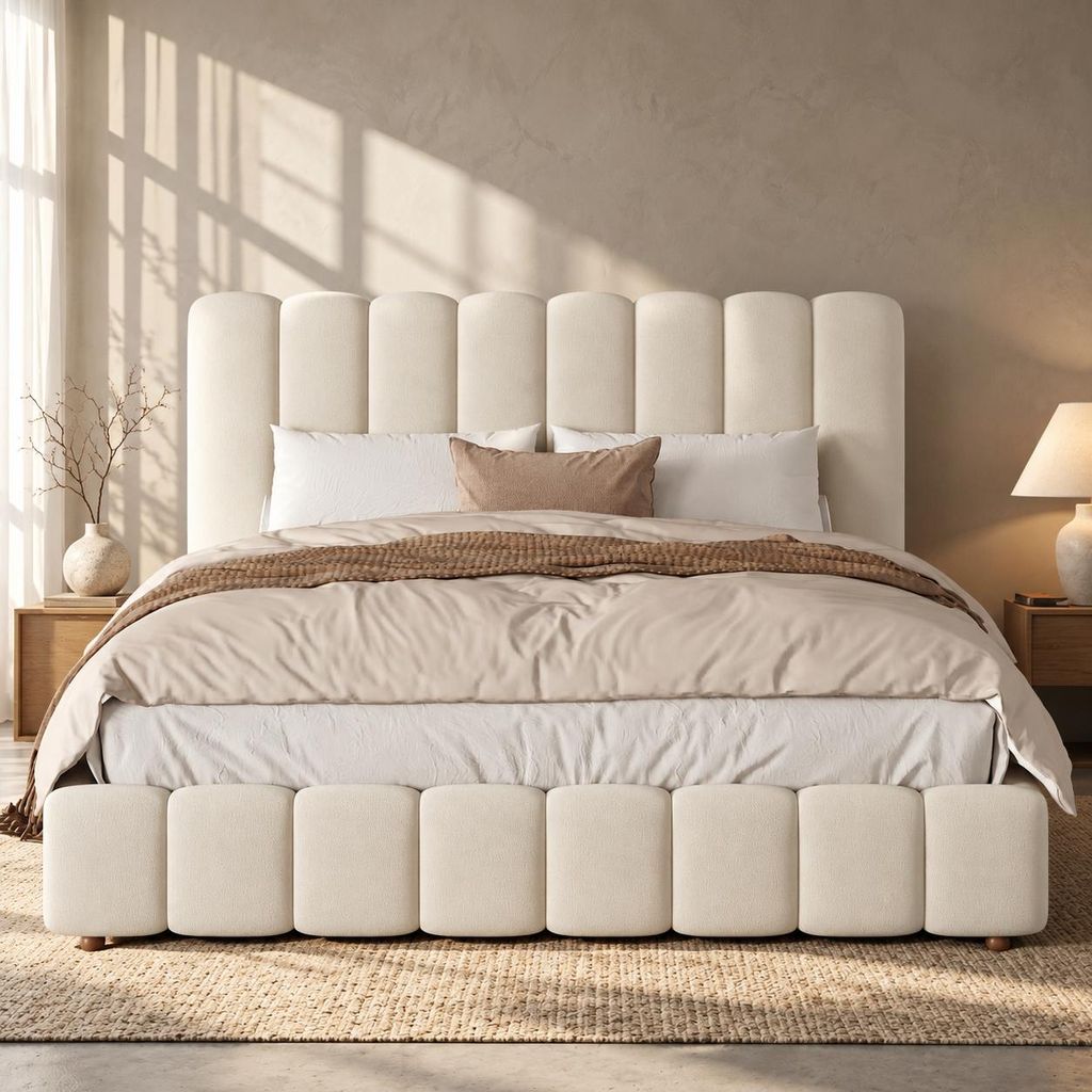 Letto imbottito 200x200 cm, letto matrimoniale con rete a Immagine del prodotto 