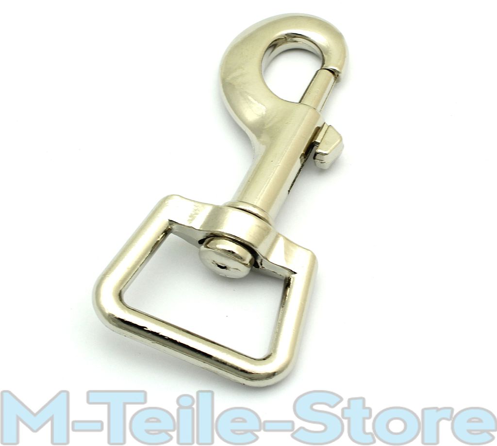 10 Karabinerhaken mit Wirbel 80 x 36mm Gurtbreite 25mm Haken vernickelt Bolzenkarabiner