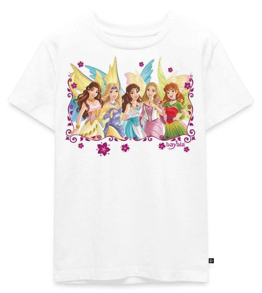 Spreadshirt Schleich Bayala Elfen Surah Sera Eyela Feya Marween Kinder Premium T-Shirt, 122/128 (6 Jahre), Weiß