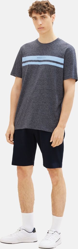 Tom Tailor T-Shirt Kurzarmshirt meliert und Logoprint