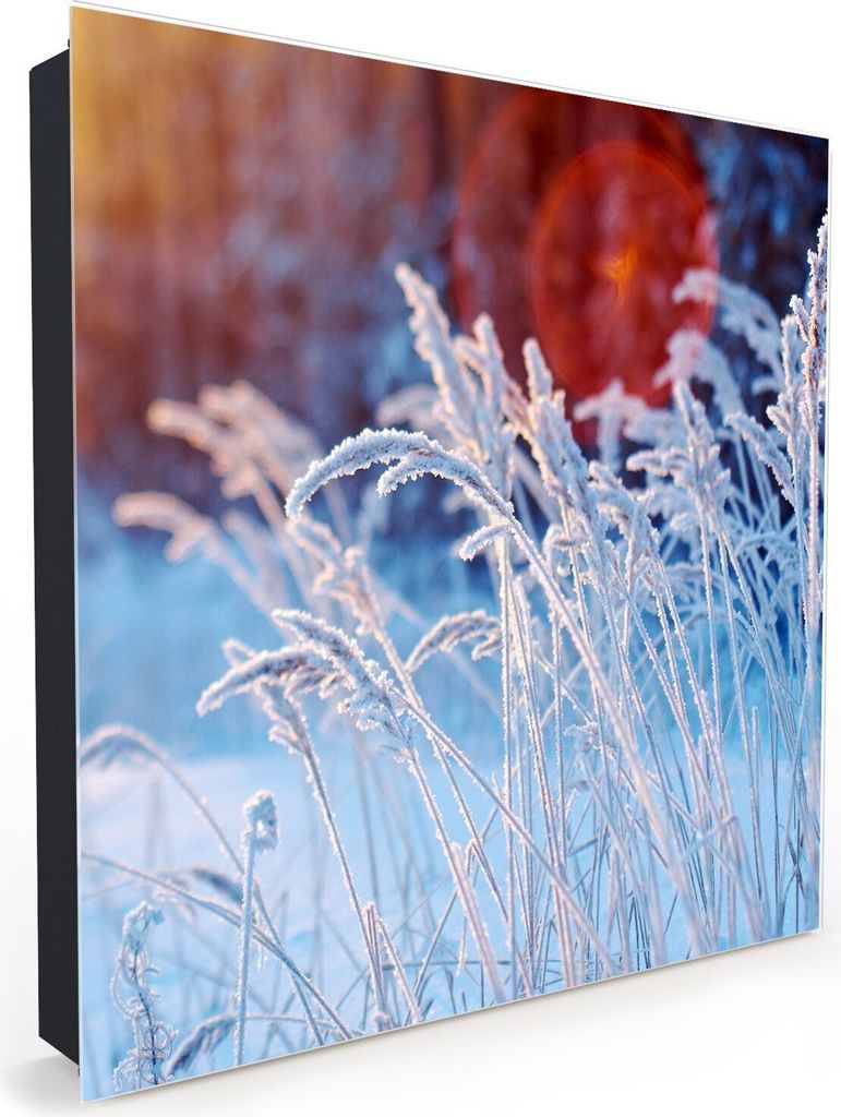 Nachbildung-Schlüsselkasten, Magnetpinnwand und Memoboard mit Glasfront Motiv Eisblumen