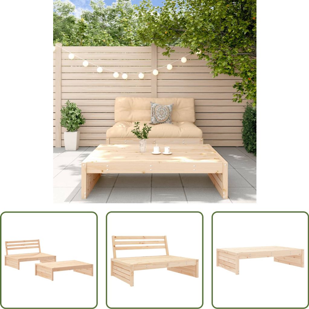 The Living Store 2-tlg. Garten-Lounge-Set Massivholz Kiefer