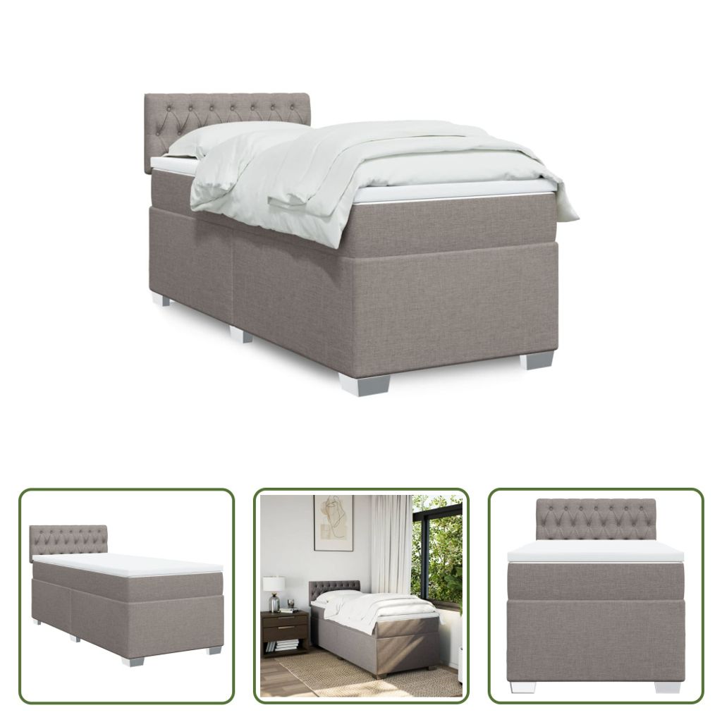 The Living Store Boxspringbett mit Matratze Taupe 80x200 cm Stoff