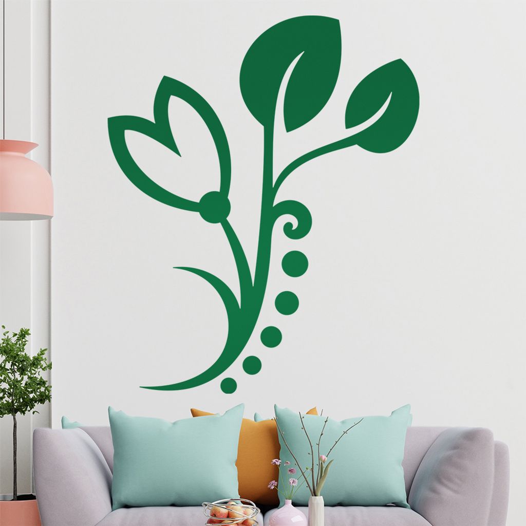 Blume - Linien Punkte Wandtattoo in 6 Größen - Wandaufkleber Wall Sticker - Dekoration, Küche, Wohnzimmer, Schlafzimmer, Badezimmer