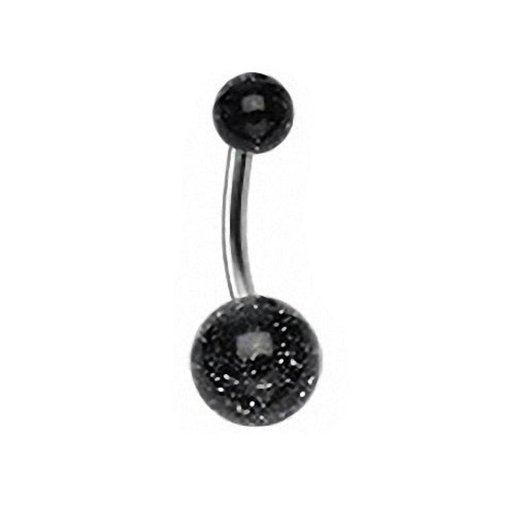 Taffstyle Bauchnabelpiercing Bauchnabelpiercing Stecker Titan UV Ultra Glitter, Schwarz