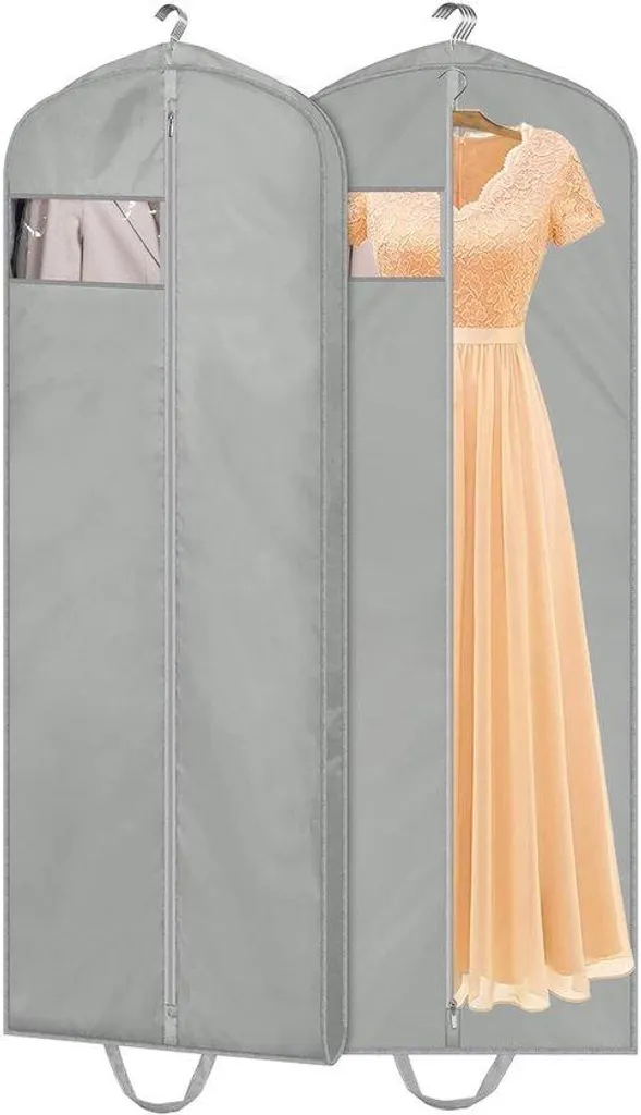 Lot de 2 housses de protection vêtements 165 cm imperméables gris