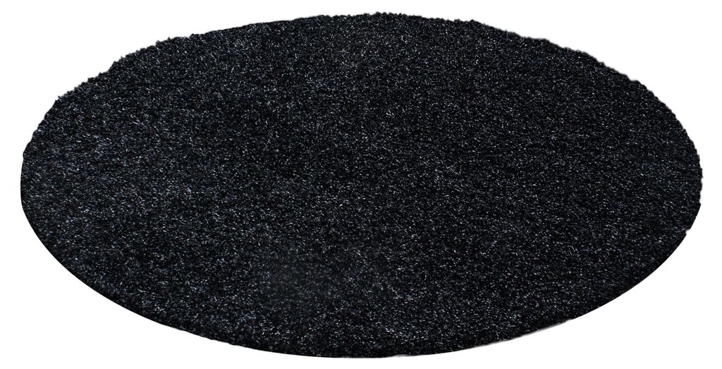 Tapis pour salon, à poils longs, anthracite, forme ronde, Image du produit 