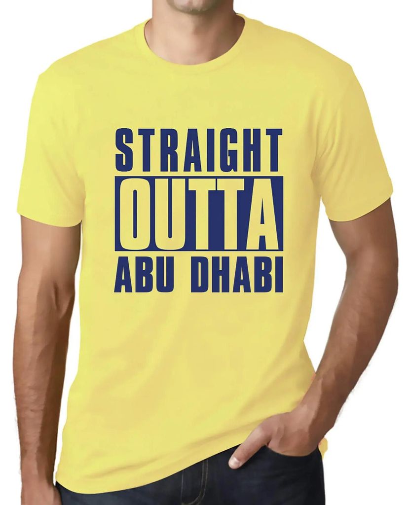 Herren Grafik T-Shirt Straight Outta Abu Dhabi Öko-Verantwortlich Vintage Jahrgang Kurzarm Lustige Druck Geburtstag Geschenk Mann