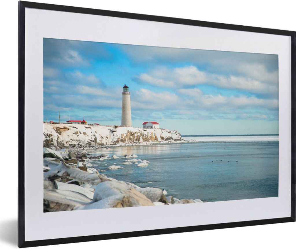 MuchoWow Gerahmtes Poster Winterlandschaft im National Park Forillon in Quebec 60x40 cm - Poster mit Schwarzem Bilderrahmen Wandposter Rahmen Fot...