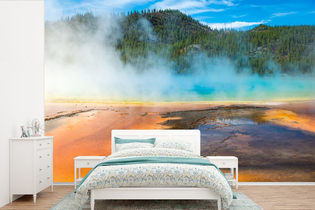 MuchoWow Fototapete für Wohnzimmer oder Schlafzimmer Wandtapete Vinyl Motivtapete Yellowstone-Nationalpark Amerika - 525x350 cm - Das Hintergrun...