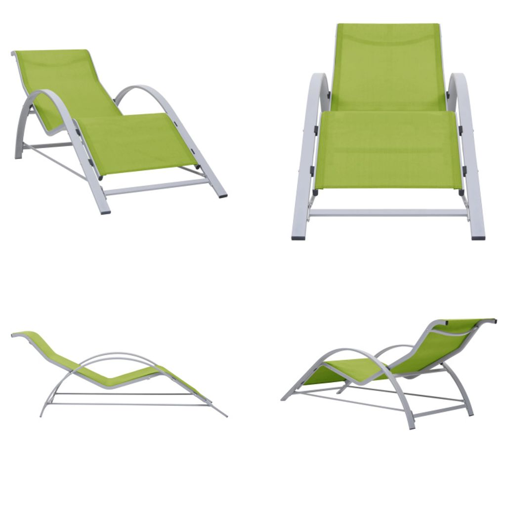 vidaXL Sonnenliege Textilene und Aluminium Grün - Sonnenliege - Sonnenliegen - Gartenliege - Gartenliegen
