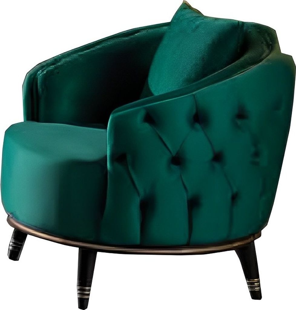 Grüner Chesterfield Sessel Rundsessel Wohnzimmer Lehnsessel Einsitzer