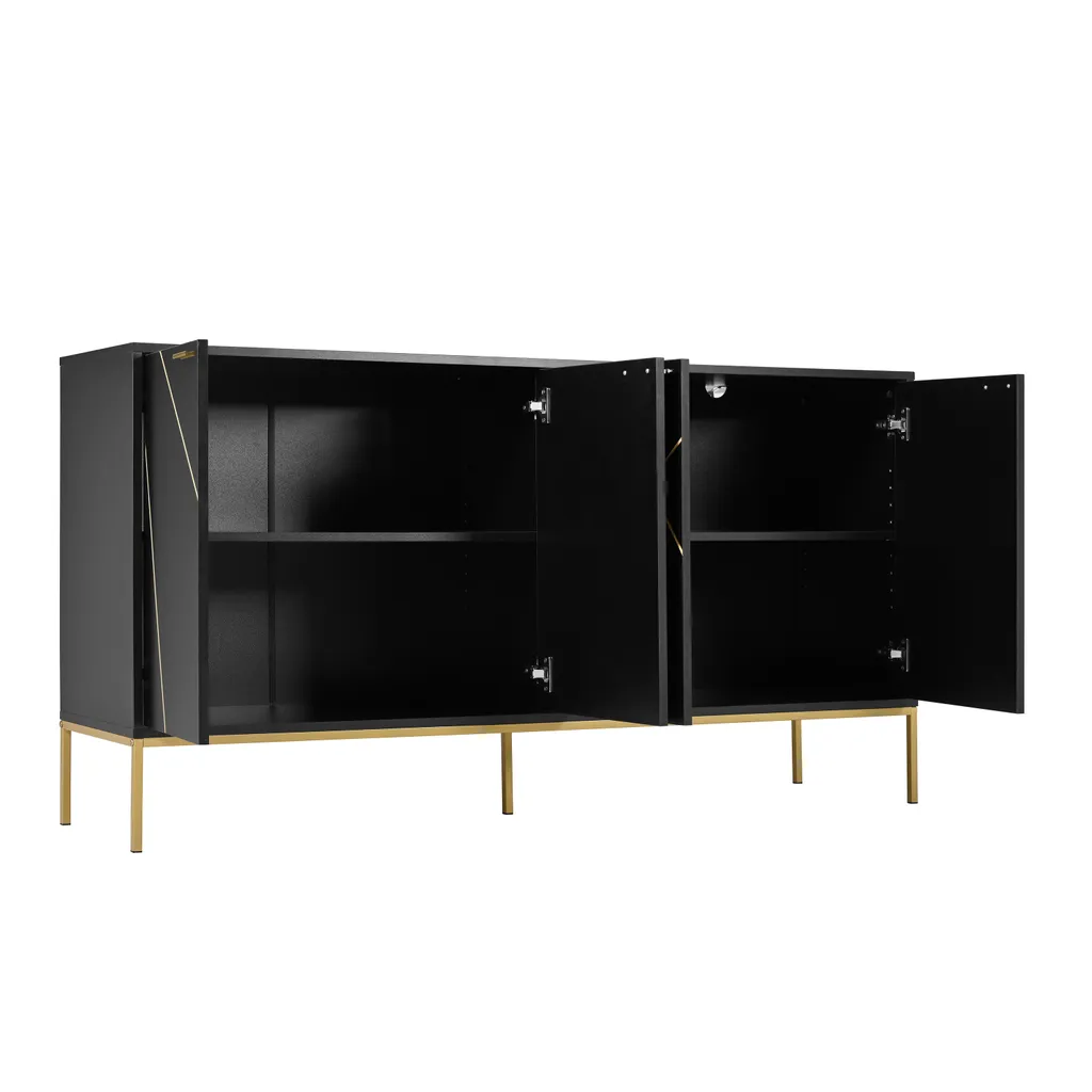 Sideboard style moderne noir avec 4 portes - Commode 150x40x80 cm chic - 6
