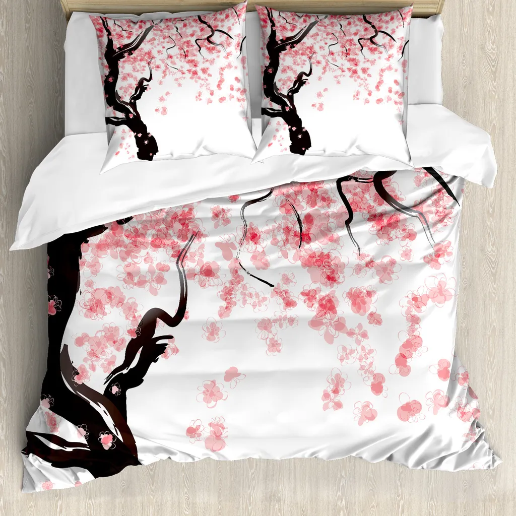 Copripiumino Aesthetic Sakura ABAKUHAUS Nero Rosa 155x220