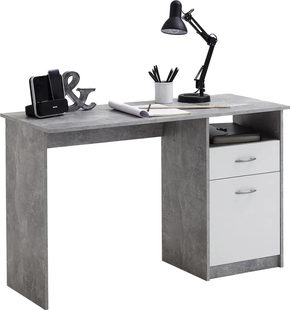 Bureau Design Blanc Jaden I 123cm - Surface de Travail Mate et Ergonomique