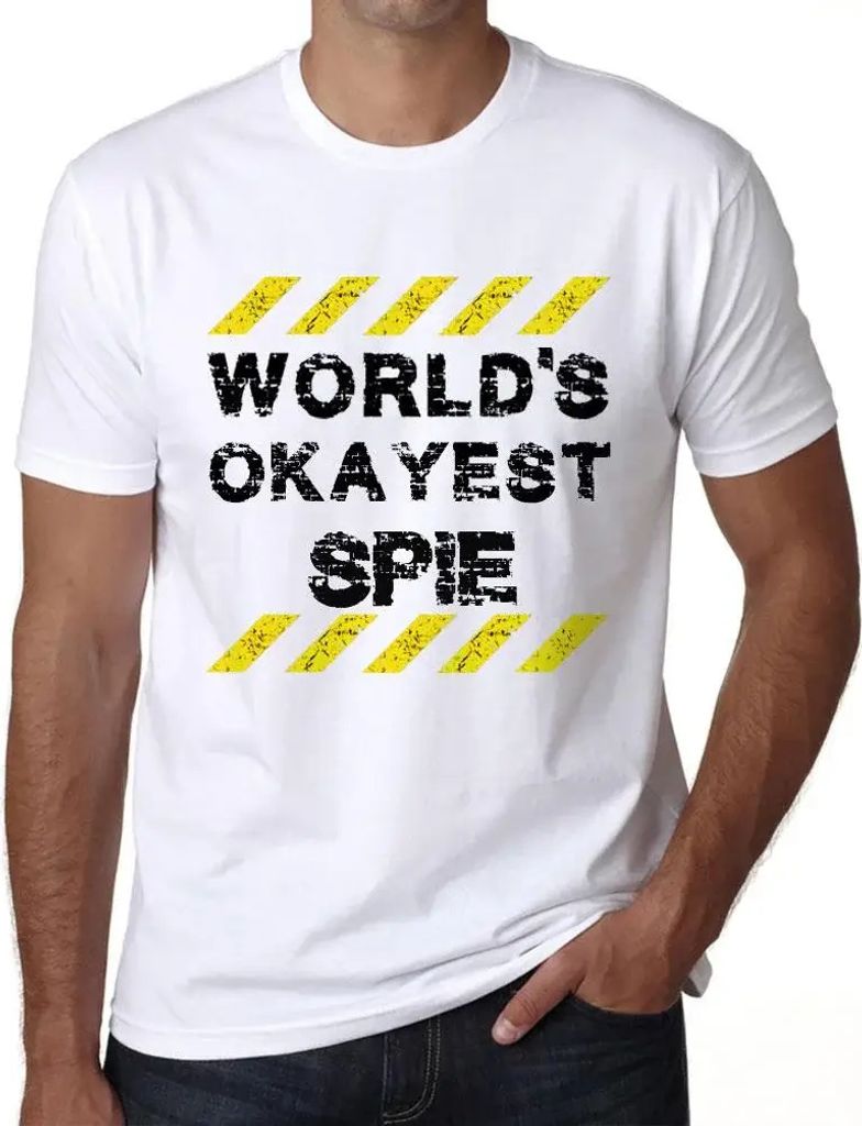 Herren Grafik T-Shirt Der beste Spion der Welt – Worlds Okayest Spie – Öko-Verantwortlich Vintage Jahrgang Kurzarm Lustige Druck Geburtstag Ge...