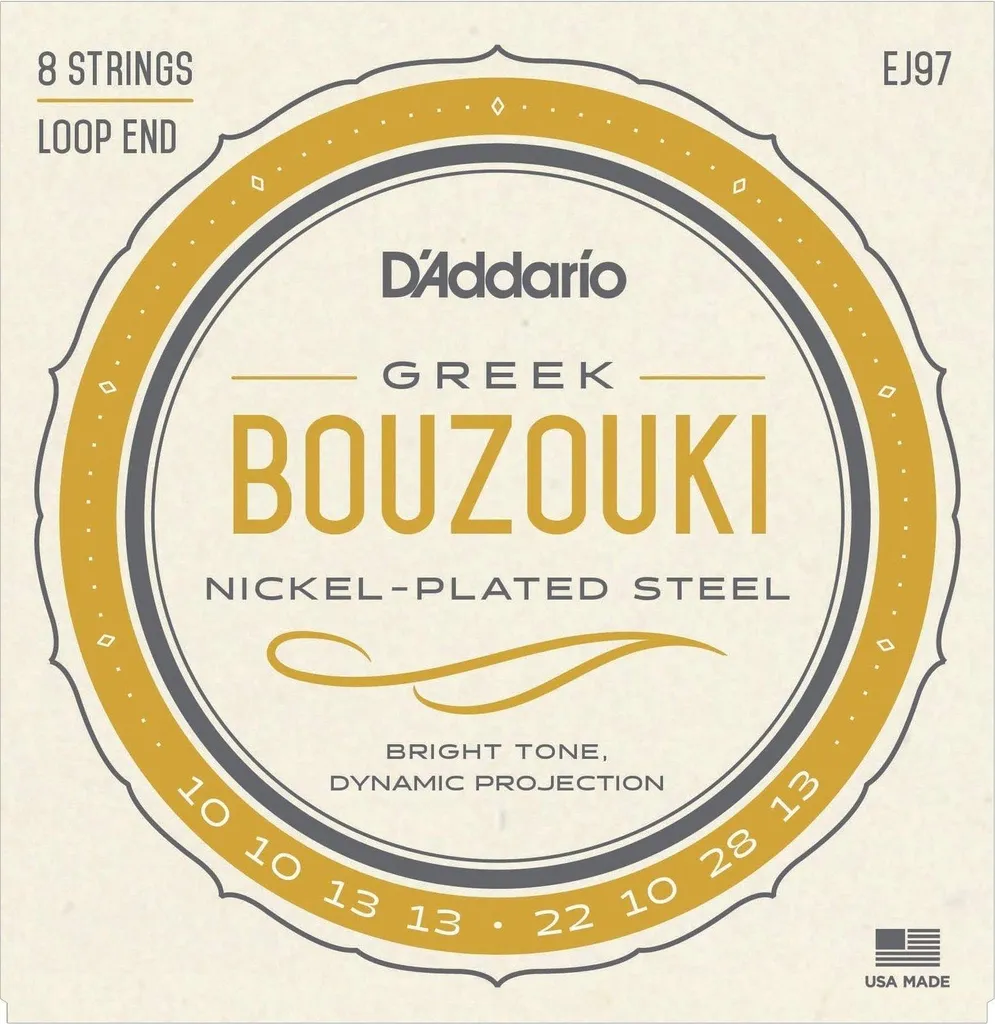 Cordes pour Bouzouki D'Addario EJ97 Idéales pour Concerts et Studio
