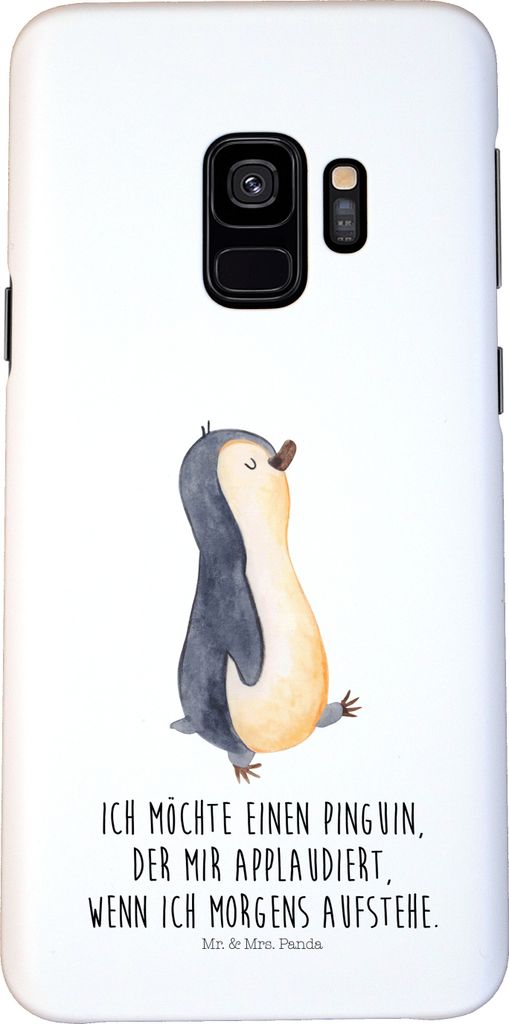 Mr. & Mrs. Panda Samsung Galaxy S9 Handyhülle Pinguin marschieren - Weiß - Geschenk, Handy Schutzhülle, Smartphone Hülle, Familie, Schwester, A...