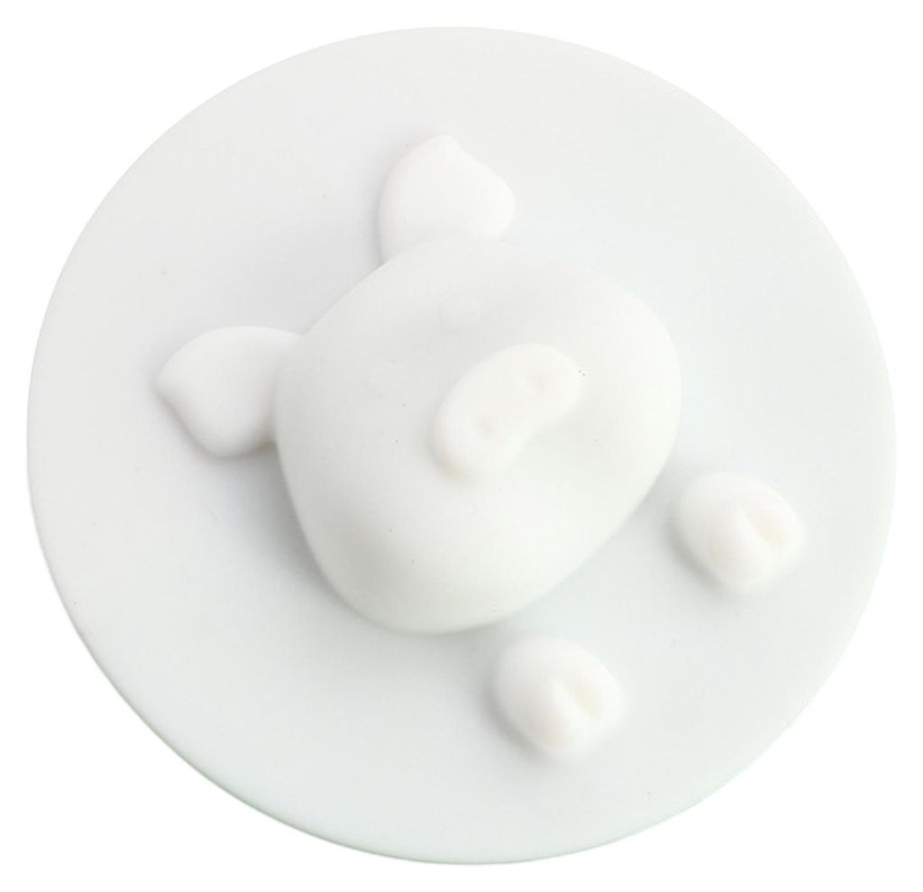 Silikon-Becherdeckel in Schweinchenform, hitzebeständig, rutschfest, mikrowellengeeignet, niedlicher Schweinchen-Becherdeckel für Kaffee, Tee und...
