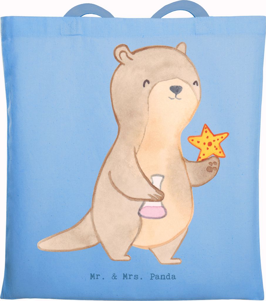 Mr. & Mrs. Panda totebag Meeresbiologe Herz - Sky Blue - Geschenk, festival tasche, Stoffbeutel, Studium, Tote Bag, Laptoptasche, Meeresforscher, S...