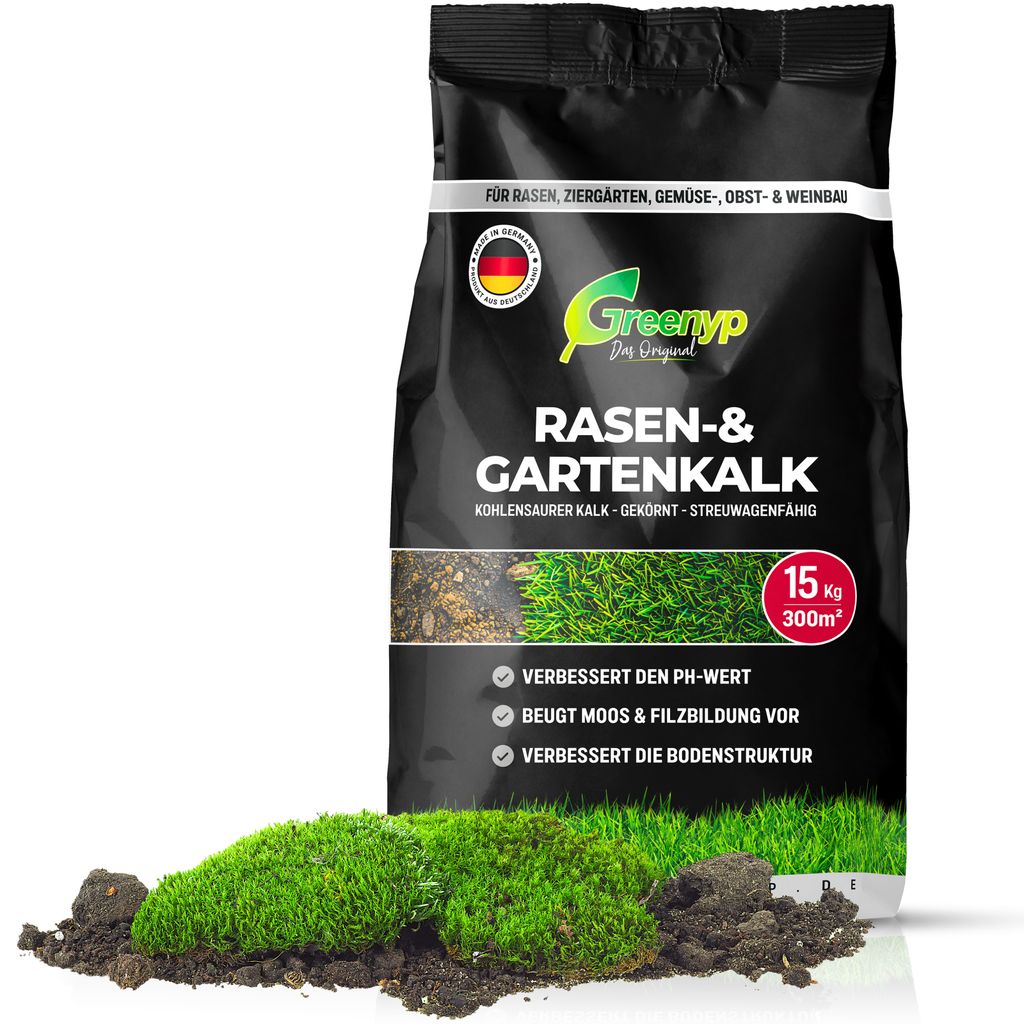 Greenyp Rasenkalk & Gartenkalk I 30kg / 600m² I fein Produktbild 