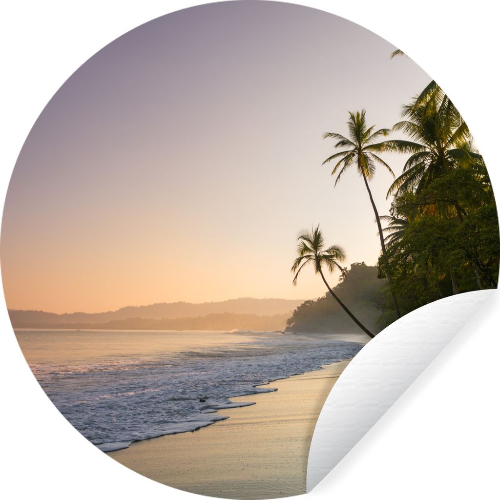 MuchoWow Runde Wandtattoo - Wandsticker Tapete Aufkleber Strand - Meer - Palme Ø 50 cm Selbstklebend und Repositionierbar - Wandaufkleber - Krei...
