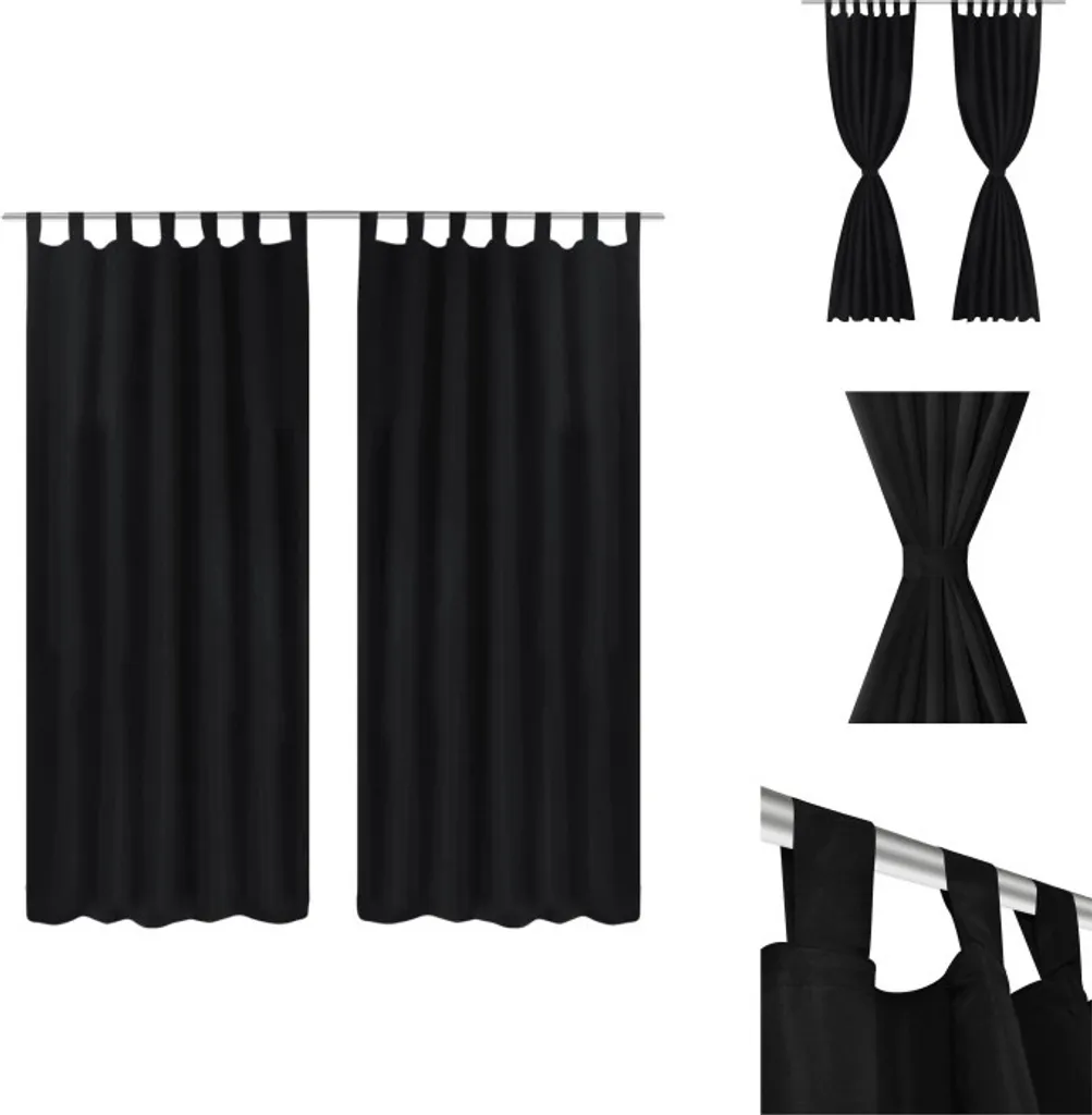 2 Tende Nere in Raso con Passanti 140x245 - Facili da Montare