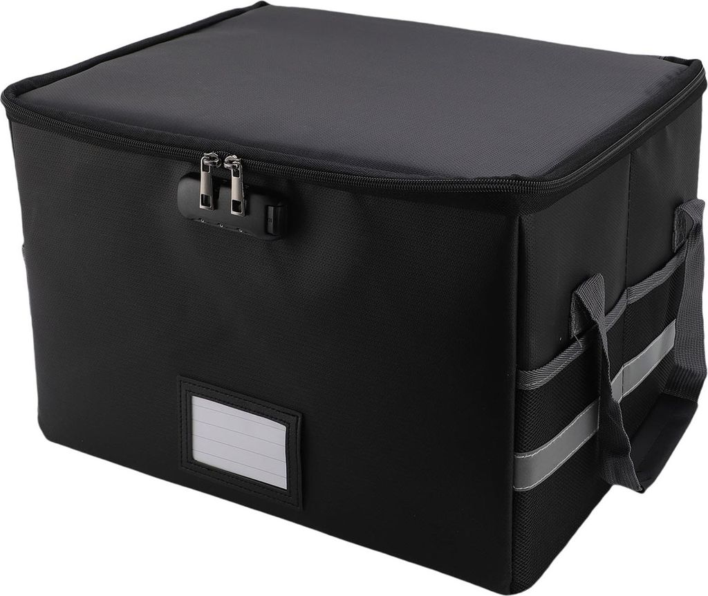 Feuerfeste Dokumentenbox Wasserdicht Antistatisch Reflektierende Streifen Tragbare Aktenbox mit Schloss für CD DVD USB Fotos