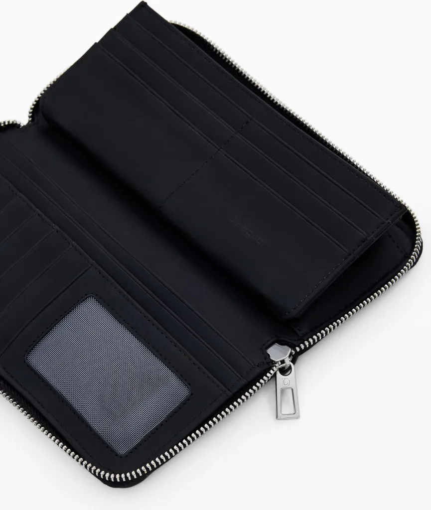 Elegante portafoglio da donna in nero con cerniera e numerosi scomparti - 3