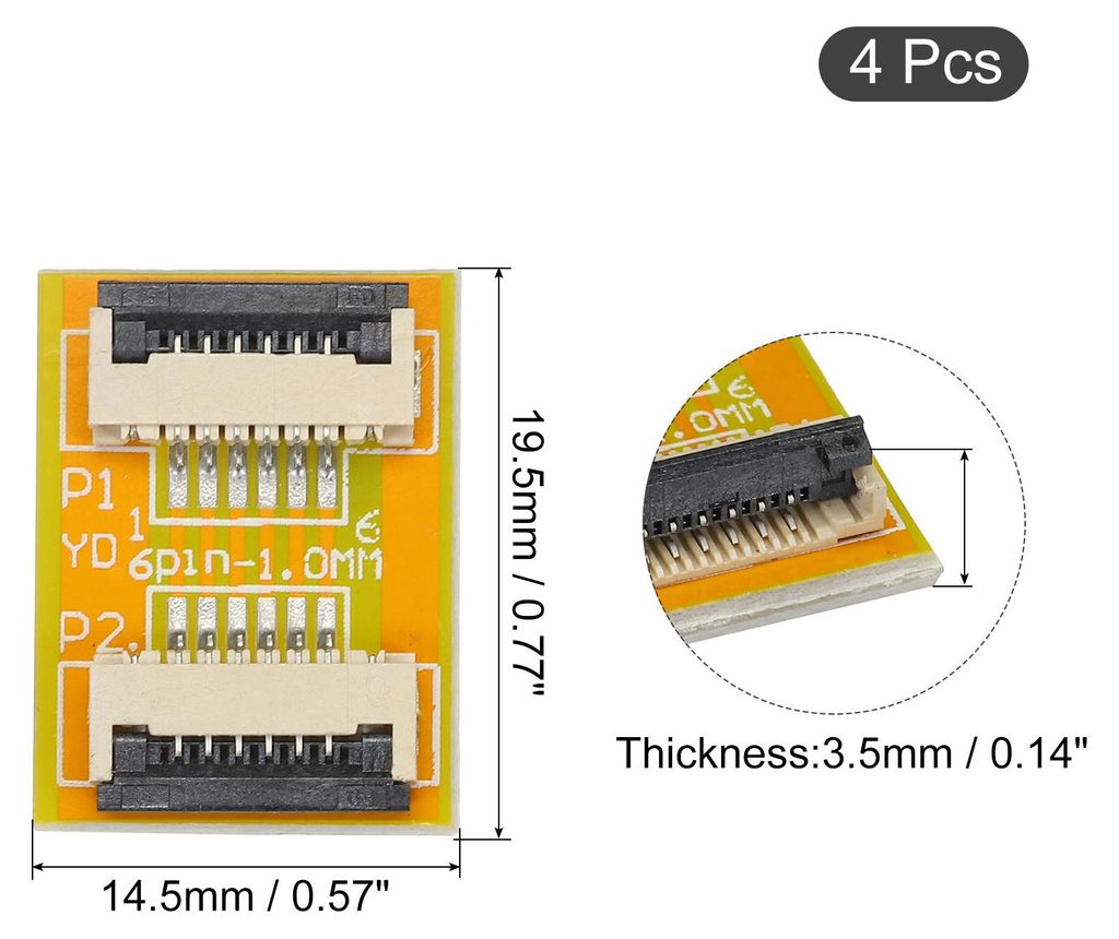 4 Stš¹ck FFC FPC Erweiterungsplatine PCB-Extend ZIP HDD-Anschluss 6 Pin 1mm Pitch Einseitig fš¹r LCD 3D Drucker Kamera DVD TV Laptop