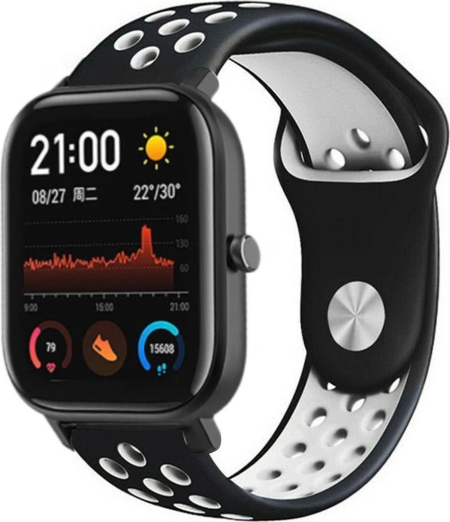 Strap-it Xiaomi Amazfit GTS Sportarmband (Schwarz/Weiß)