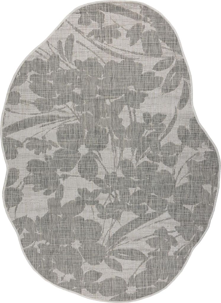 ORGANIC 2735 Sisalteppich Blumen Ecru / grau – natürliche, moderne unregelmäßige Form Grau 200x290 cm