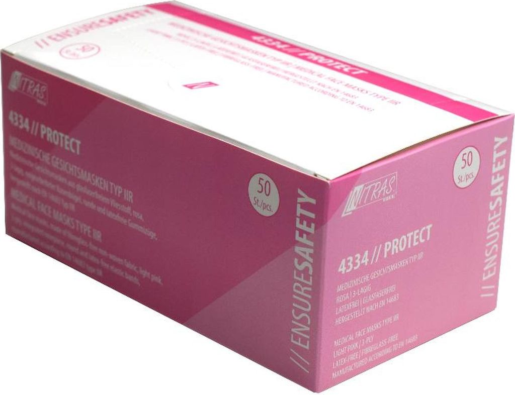 500 Nitras Protect Gesichtsmasken | rosa | Typ II R | medizinischer Mundschutz