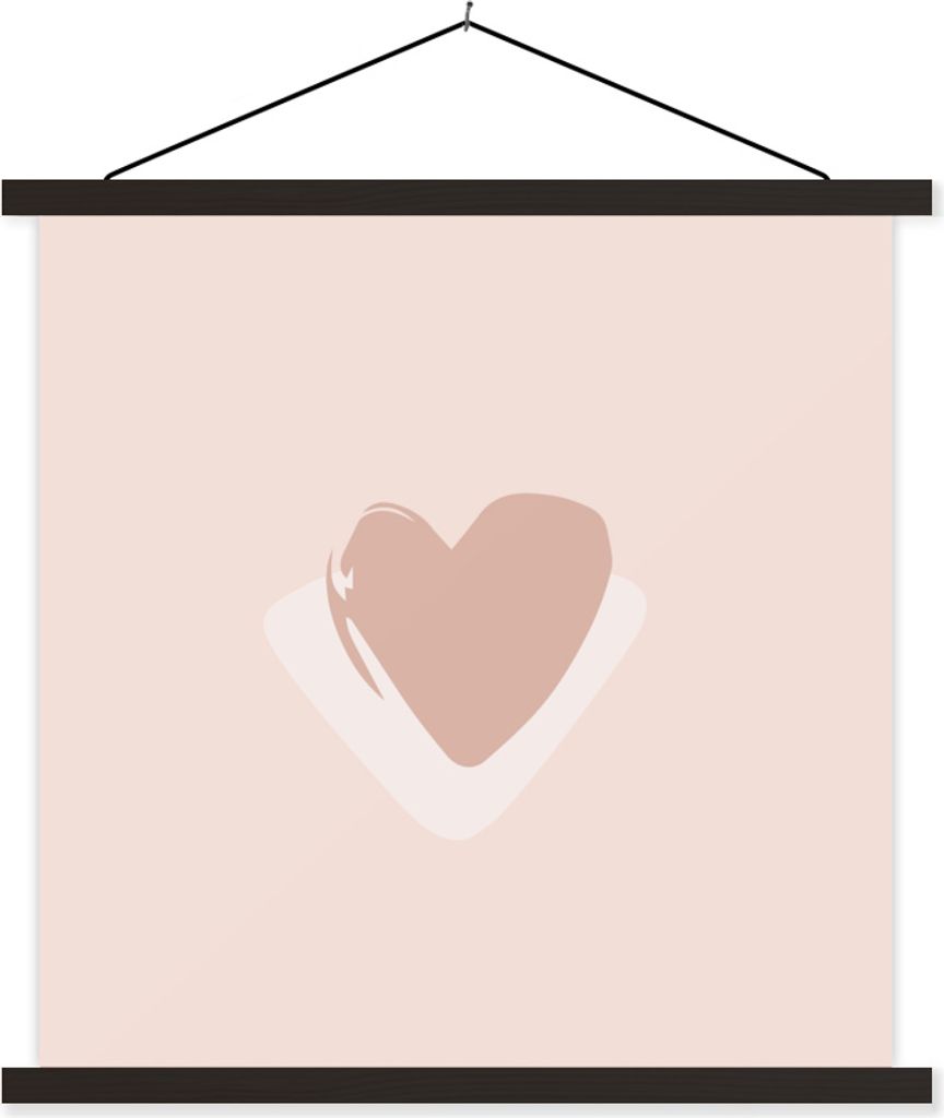 MuchoWow Textilposter Sommer - Herz - Pastell 120x120 cm mit schwarzem Rahmen - Aufhängungsset