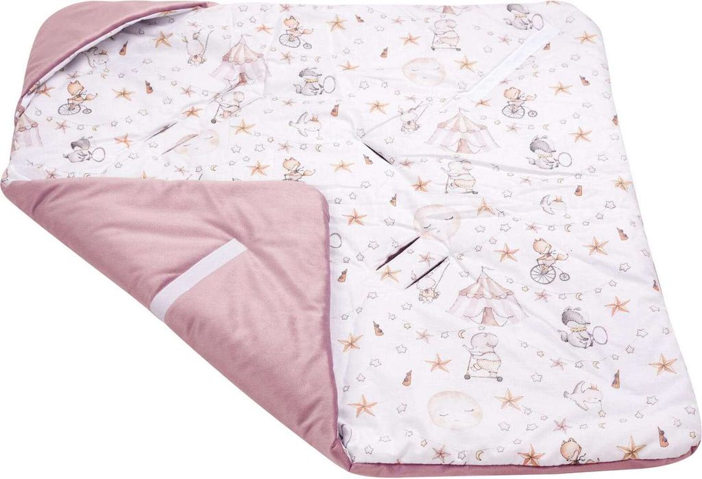 JUKKI® Baby EINSCHLAGDECKE 90x90 cm SAMT mit Kapuze [Candy Produktbild 3