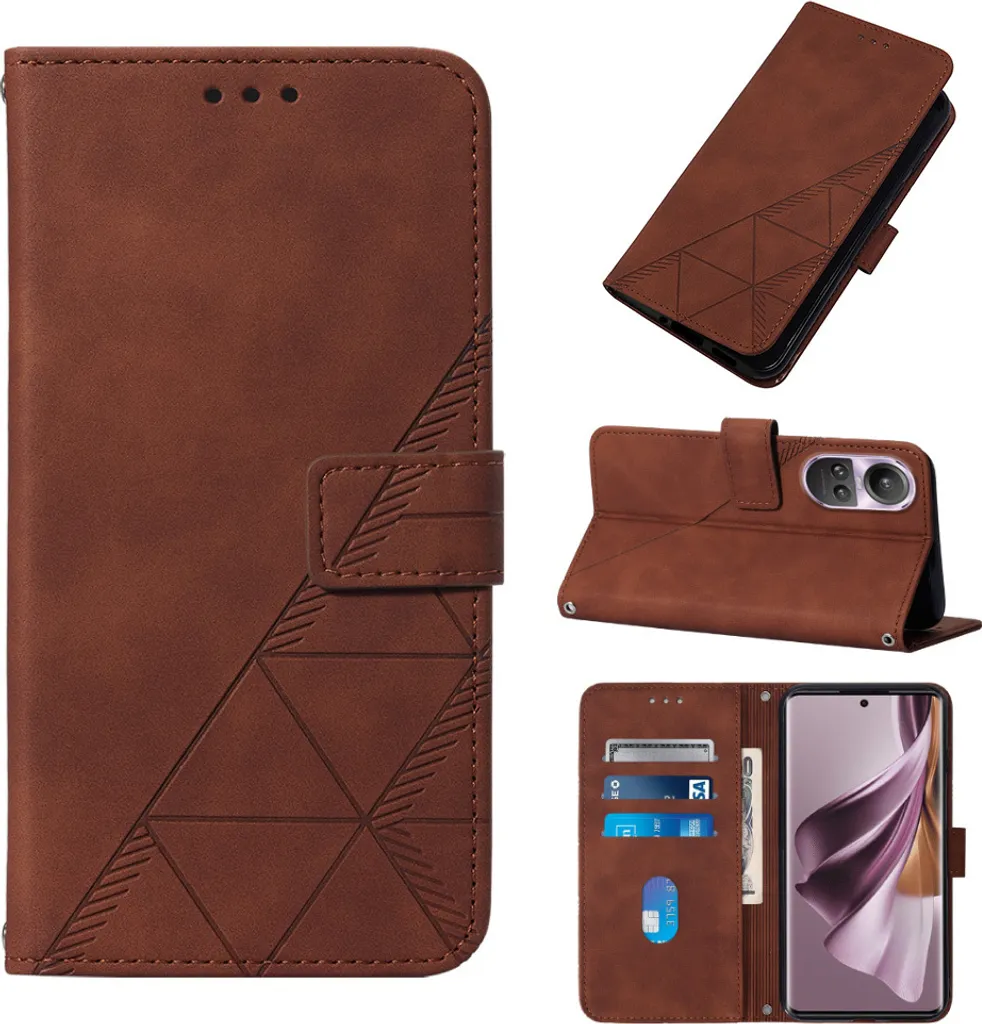 Cover Portafoglio Oppo Reno 10 5G Pelle Marrone | Design Goffrato Card Holder