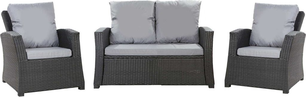 Gartenkissen Set für Polyrattan Möbel 4-Sitzer Garten Sofakissen 112x60cm Gartenstuhl Kissen set 2x56x52 Sitzkissen Grau Kissen mit Rückenlehne