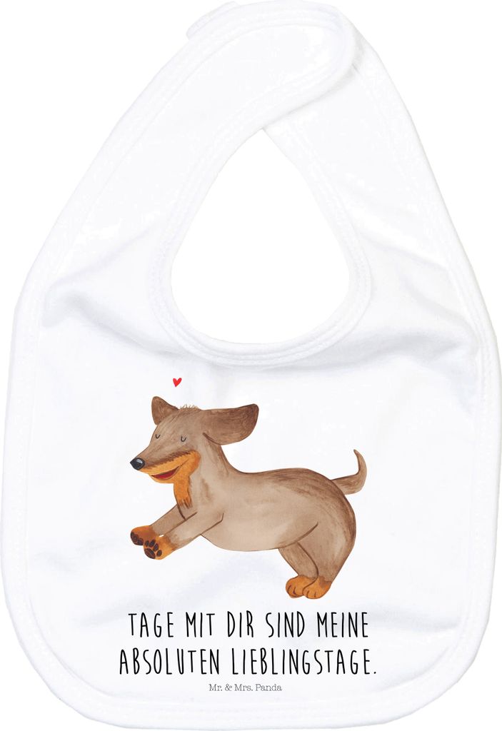 Mr. & Mrs. Panda Lätzchen Hund Dackel - Weiß - Geschenk, Babylätzchen, Hunde, Für Babys, Herz, Fröhlich, Dachshund, Baumwolle, Sabberlätzchen...