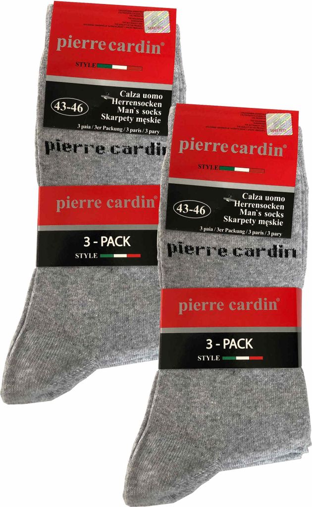 Pierre Cardin Herren Business Socken Baumwolle Strümpfe Grau 43-46 6 Paar