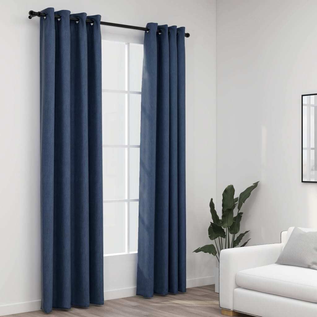 Eleganter Möbel Verdunkelungsvorhänge Ösen Leinenoptik 2er-set - Blau 140x225cm - CJG833271 - Gardinen & Vorhänge