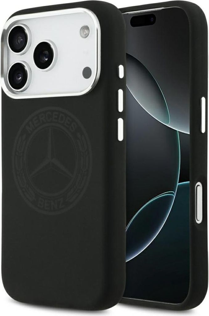 Hülle iPhone 17 Pro Mercedes Silikon schwarz Vintage Logo MagSafe